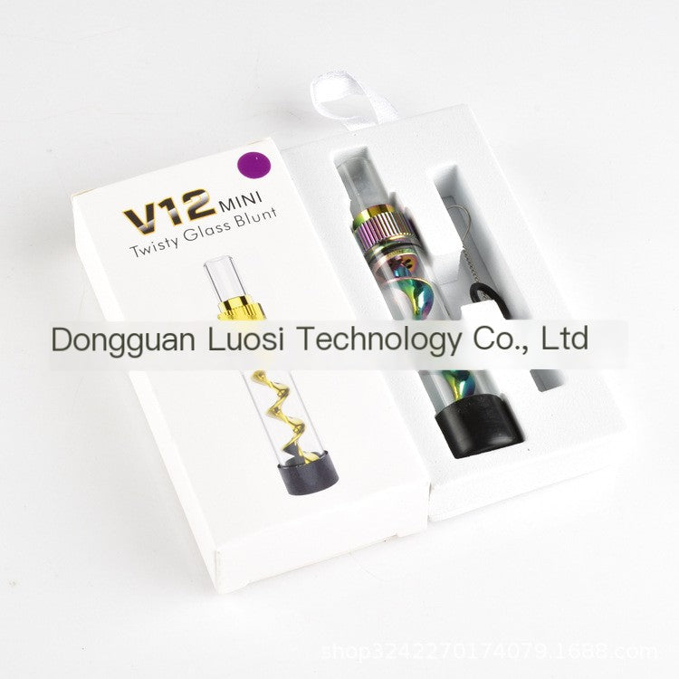 V12 Mini Glass Twisty Blunt Pipe for Dry Herb