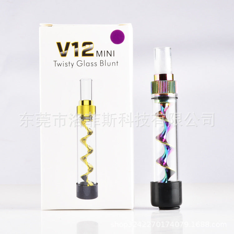V12 Mini Glass Twisty Blunt Pipe for Dry Herb