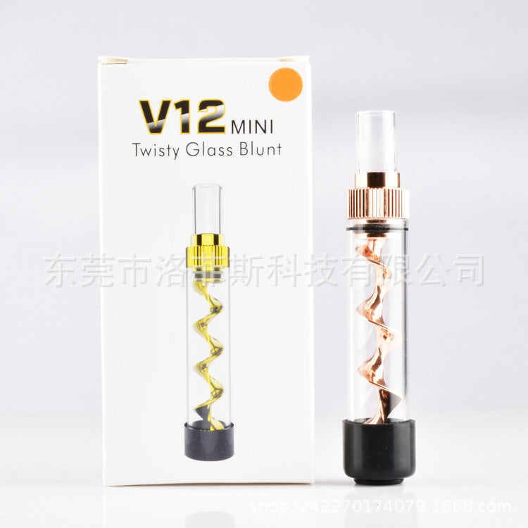 V12 Mini Glass Twisty Blunt Pipe for Dry Herb