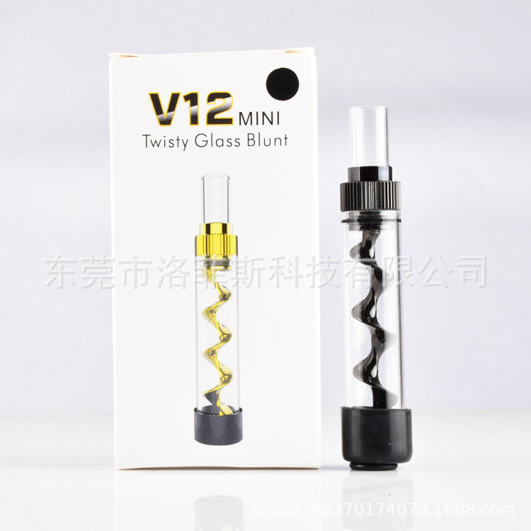 V12 Mini Glass Twisty Blunt Pipe for Dry Herb