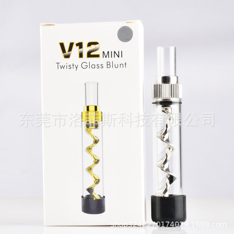 V12 Mini Glass Twisty Blunt Pipe for Dry Herb