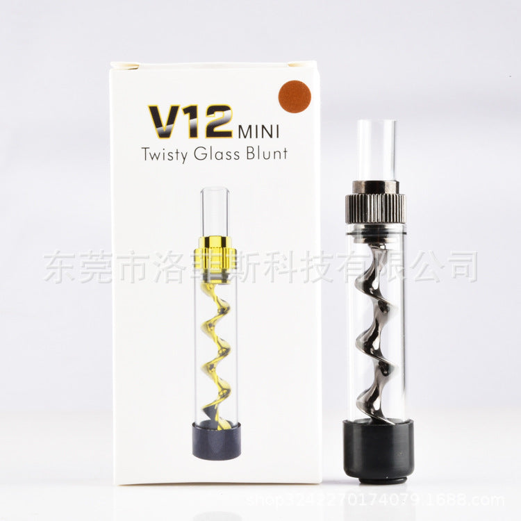 V12 Mini Glass Twisty Blunt Pipe for Dry Herb