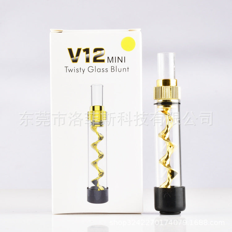 V12 Mini Glass Twisty Blunt Pipe for Dry Herb