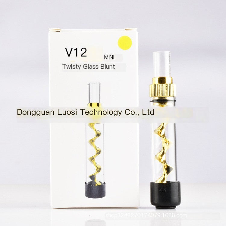 V12 Mini Glass Twisty Blunt Pipe for Dry Herb